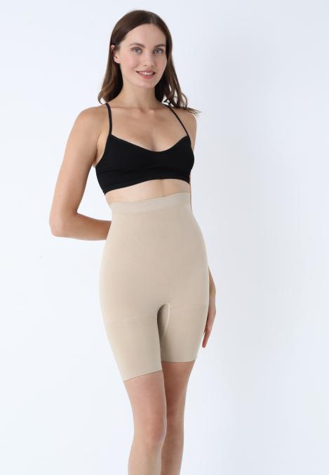 Burtiera Modelatori Scurți cu Talie înaltă,Culoare Bej, Engros